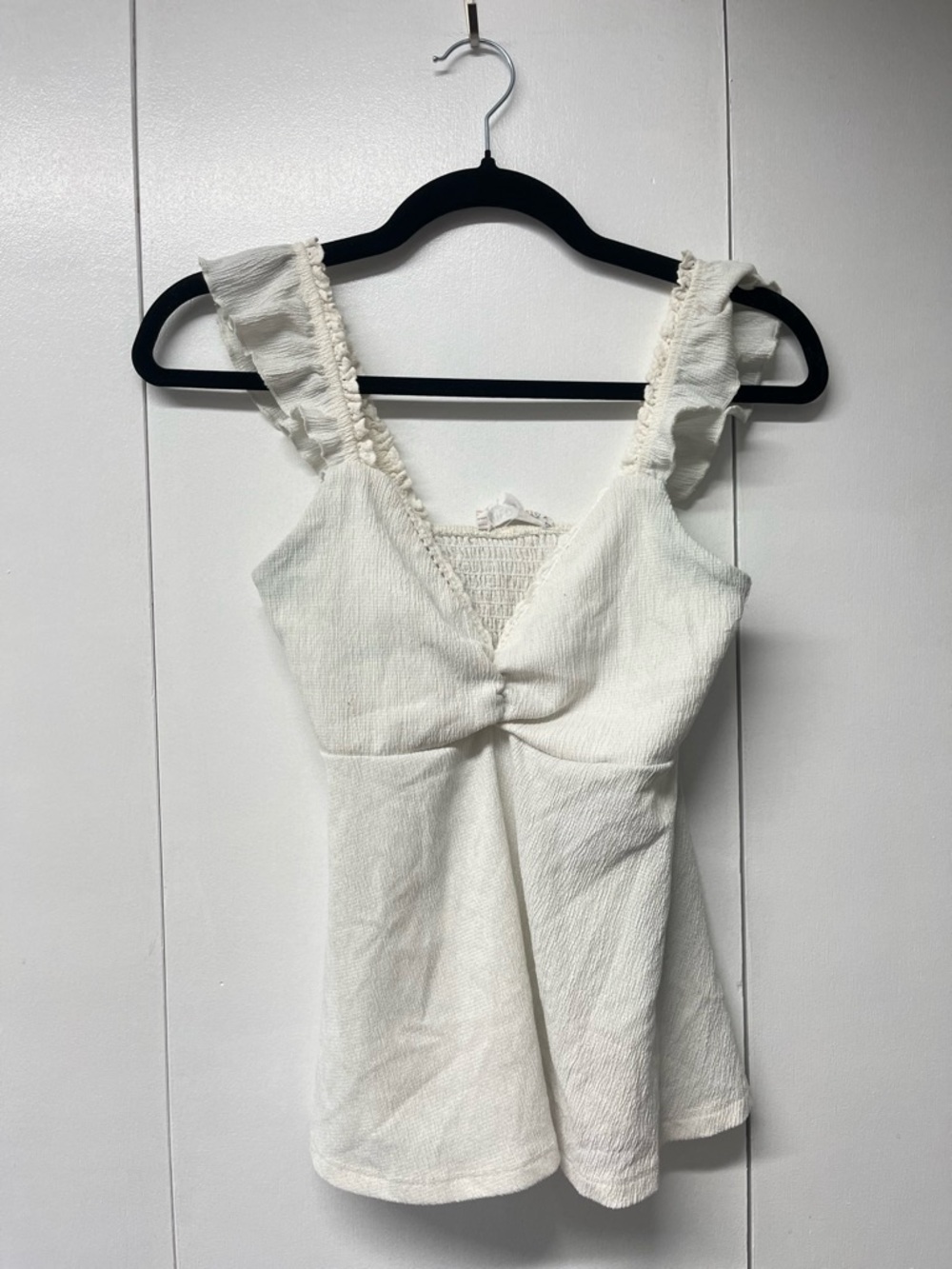 Cream Ruffled Strap V-Neck Women's Camisole